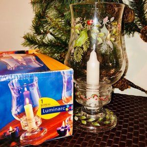 GLASS LUMINARY WITH NEW CANDLE ~SO PRETTY~